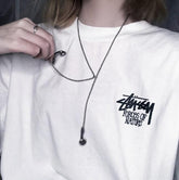 Collar de hilo fino con auriculares de plata